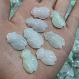 Natural Emerald Jadeite Cicada Beads DIY Bangle Charm Hand-Carved
