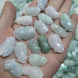 Natural Emerald Jadeite Cicada Beads DIY Bangle Charm Hand-Carved