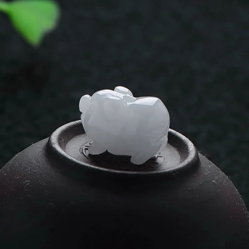 Natural Emerald Jadeite Pig Rabbit Beads DIY Charm Jewellery Hand-Carved