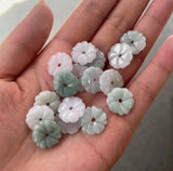 5PC Natural Jade Emerald 15mm Flower Pendant DIY Necklace Charm