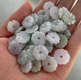 5PC Natural Jade Emerald 15mm Flower Pendant DIY Necklace Charm