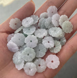 5PC Natural Jade Emerald 15mm Flower Pendant DIY Necklace Charm