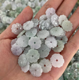 5PC Natural Jade Emerald 15mm Flower Pendant DIY Necklace Charm