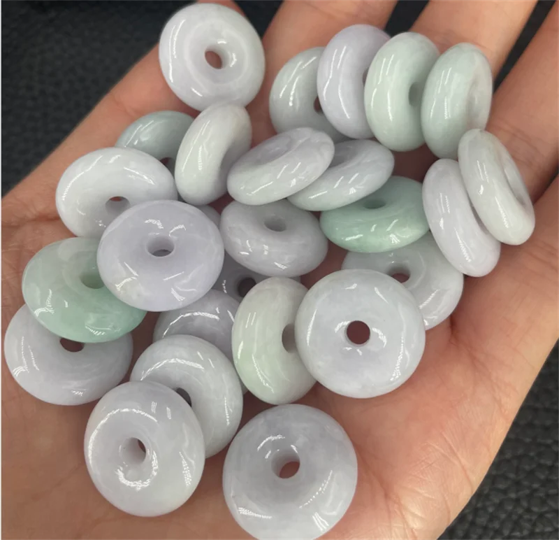 18mm Violet Jade Emerald Safety Buckle Bead DIY Bangle Charm Hand-Carved Luc