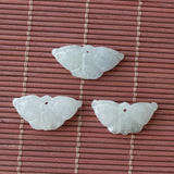 Hand-Carved Natural Jade Emerald Butterfly Beads Pendant DIY Bangle Charm