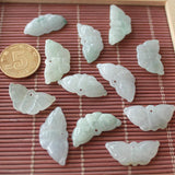 Hand-Carved Natural Jade Emerald Butterfly Beads Pendant DIY Bangle Charm