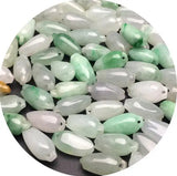Natural Jade Emerald Magnolia Bead DIY Bangle Charm Hand-Carved Luck Amulet