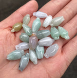 Natural Jade Emerald Magnolia Bead DIY Bangle Charm Hand-Carved Luck Amulet