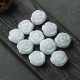 Hand-Carved Natural Jade Emerald Rose Flower Bead DIY Jewellery Accessory