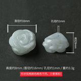 Hand-Carved Natural Jade Emerald Rose Flower Bead DIY Jewellery Accessory