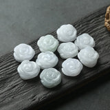 Hand-Carved Natural Jade Emerald Rose Flower Bead DIY Jewellery Accessory