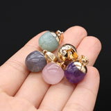 5PC Natural Stone Amethyst Rose Quartz Water Drop Pendant For Jewelry Making