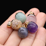 5PC Natural Stone Amethyst Rose Quartz Water Drop Pendant For Jewelry Making