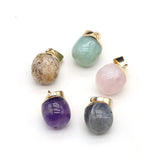 5PC Natural Stone Amethyst Rose Quartz Water Drop Pendant For Jewelry Making
