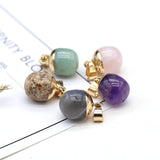 5PC Natural Stone Amethyst Rose Quartz Water Drop Pendant For Jewelry Making