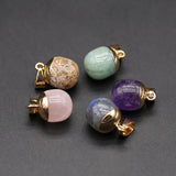 5PC Natural Stone Amethyst Rose Quartz Water Drop Pendant For Jewelry Making