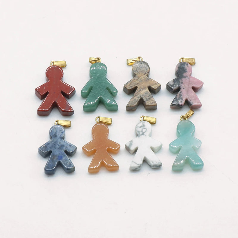 5PC Person Shape Quartz Stone Pendants for Jewelry Making
