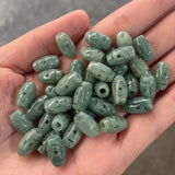 Natural Youqing Emerald Beads Bracelet DIY Bangle Hand-Carved Luck Amulet