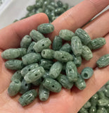 Natural Youqing Emerald Beads Bracelet DIY Bangle Hand-Carved Luck Amulet