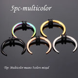 5PC Surgical Steel OX Horn Septum Hoop Rings Ear Clicker Nose Piercing 16G 14G
