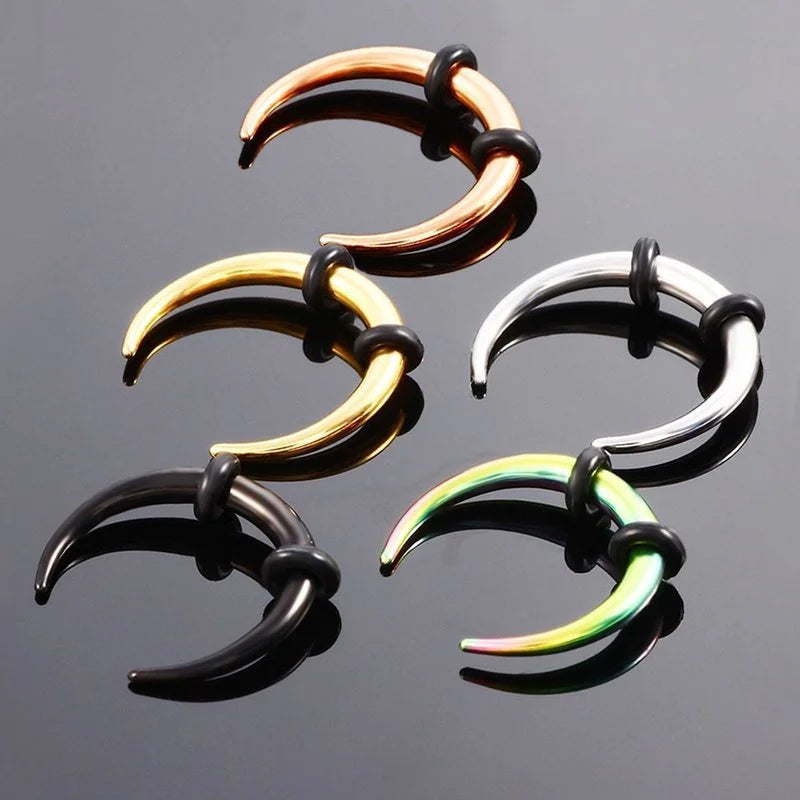 5PC Surgical Steel OX Horn Septum Hoop Rings Ear Clicker Nose Piercing 16G 14G