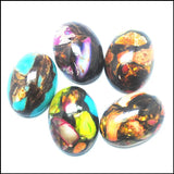 5PC Hot Stone Cabochons Oval Cabs 18x25mm Metal Base Beads Accessories