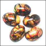 5PC Hot Stone Cabochons Oval Cabs 18x25mm Metal Base Beads Accessories