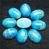 5PC Hot Stone Cabochons Oval Cabs 18x25mm Metal Base Beads Accessories