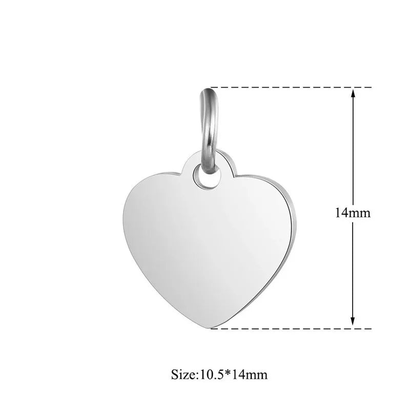 5PCS Stainless Steel Heart Tag Charm Pendant DIY Jewelry Making Charms