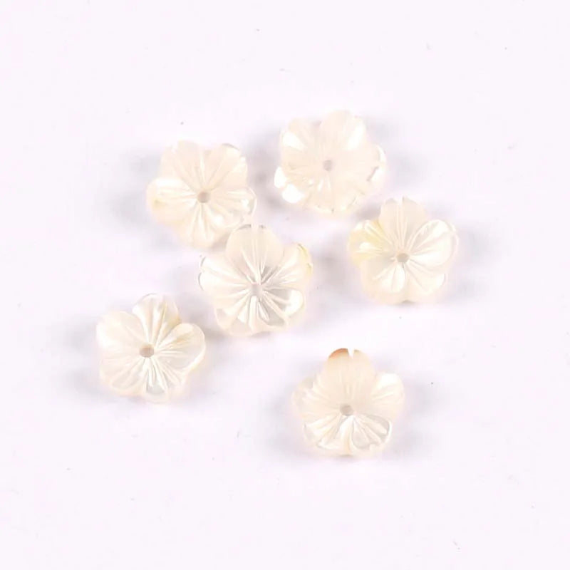 5PCS 10mm Shell Beads Mother Of Pearl Flower Texture Curved DIY Studs TRS0388