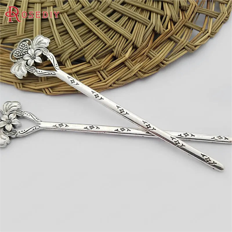 5PCS Antique Zinc Alloy Bookmark & Hairpin Flower Jewelry Making Supplies