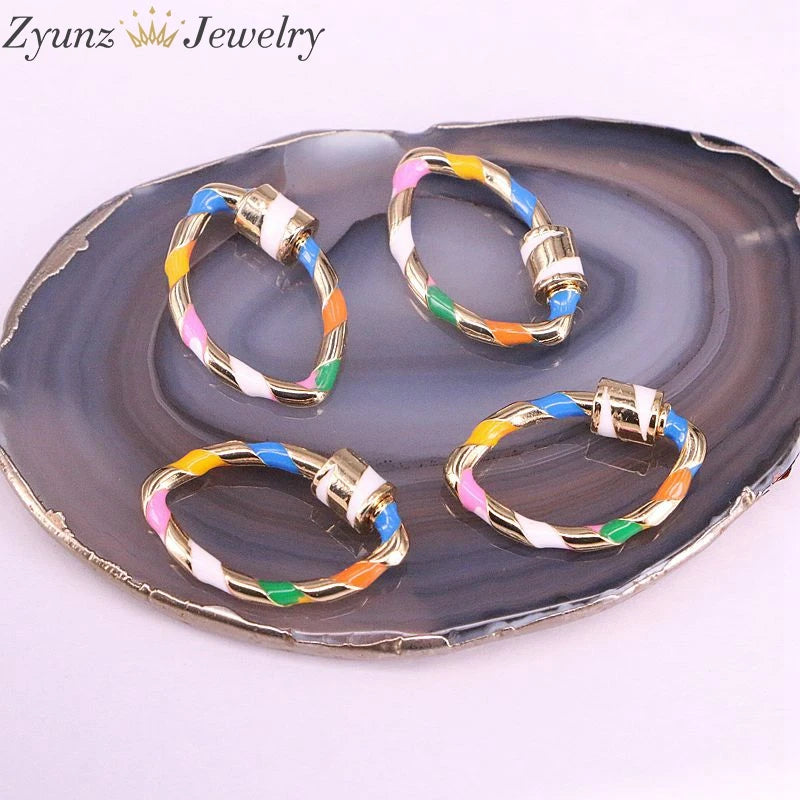 5PCS Oval Lock Carabiner Enamel Clasp 16*25mm Jewelry Findings