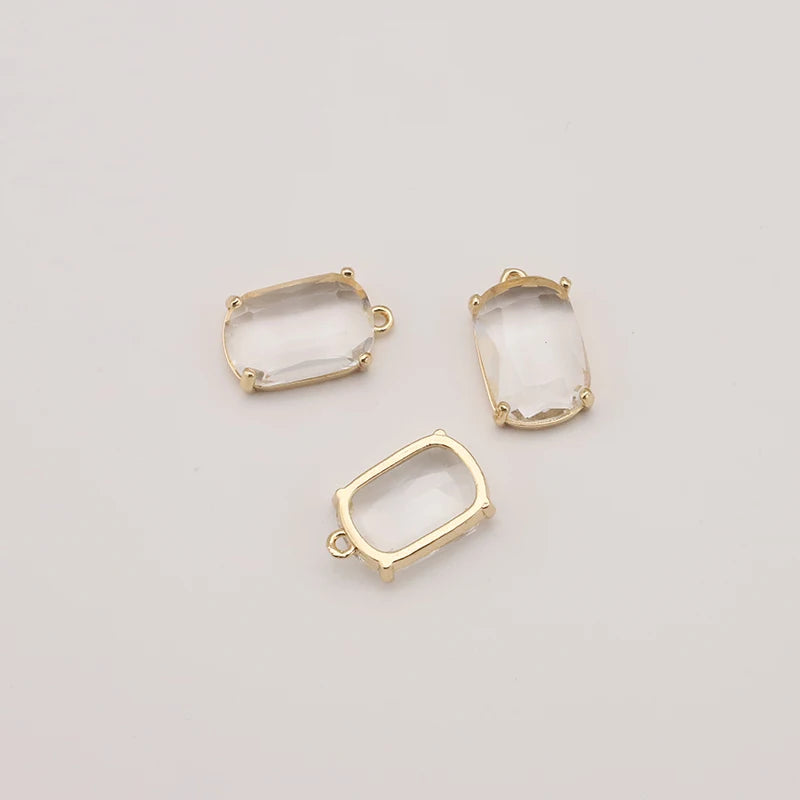 5PCS 19mm 11mm Square Glass Beads Jewelry Making Supplies Earrings Accessories
