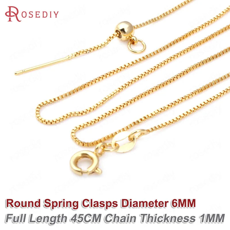 5PCS 1MM 1.2MM 18K Copper Chorker Necklace Chains