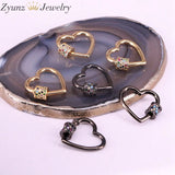 5PCS CZ Micro Pave Crystal Zirconia Heart Clasp Lock Carabiner Pave Lock