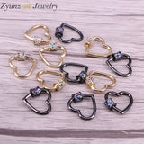 5PCS CZ Micro Pave Crystal Zirconia Heart Clasp Lock Carabiner Pave Lock