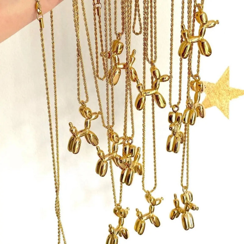 Balloon Dog Necklace Copper Plated Pendant Unisex Gift Party