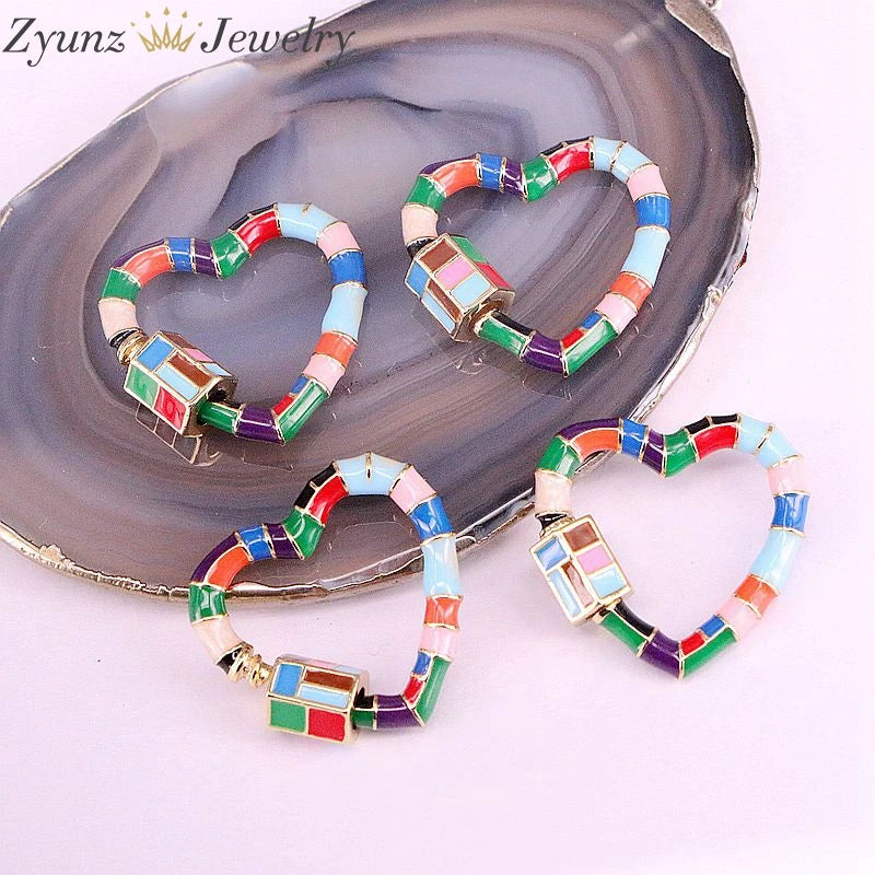 5PCS Heart Lock Carabiner Enamel Clasp Findings
