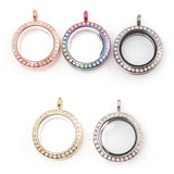5PCS 25mm Round Rhinestone Glass Floating Locket Charms DIY Making Jewelry