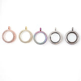 5PCS 25mm Round Rhinestone Glass Floating Locket Charms DIY Making Jewelry