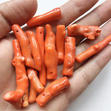5PCS Irregular Natural Orange Coral Loose Beads Tree Branch Pendant Charm