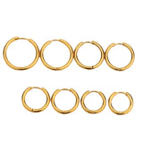 5PCS 316L Stainless Steel Round Circle Earring Hoops 8-20mm Huggie Piercing