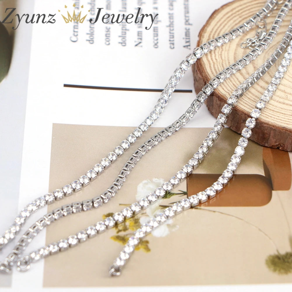 5PCS 3mm Crystal Zircon Tennis Necklace Choker Chain Jewelry Making