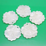 5PCS 43mm Flower Shape Shell Mother of Pearl Top Hole for Jewelry Making