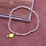 5PCS 4MM Beads Candy Enamel Charm Bracelets for Women Silver Beaded Bracelet