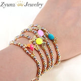 5PCS 4MM Beads Candy Enamel Charm Bracelets for Women Silver Beaded Bracelet