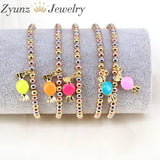 5PCS 4MM Beads Candy Enamel Charm Bracelets for Women Silver Beaded Bracelet