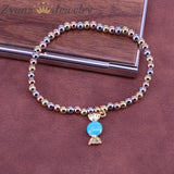 5PCS 4MM Beads Candy Enamel Charm Bracelets for Women Silver Beaded Bracelet