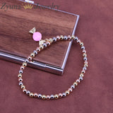 5PCS 4MM Beads Candy Enamel Charm Bracelets for Women Silver Beaded Bracelet