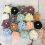 5PCS 5.5CM Organza Chiffon Fabric Artificial Flower With Leaves